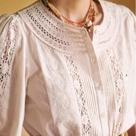 Sezane Jane Blouse Size US 4 Ecru - Picture 3 of 7